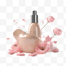 妇女节抽象插画图片_护肤品花朵液体