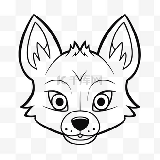卡通狐狸头素描的轮廓 向量