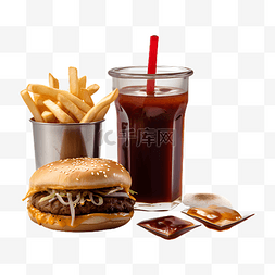 可乐食品饮料图片_汉堡可乐薯条快餐插画