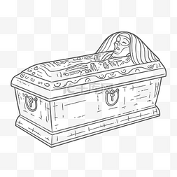 白色黑框图片_黑框插图中的埃及棺材轮廓草图 