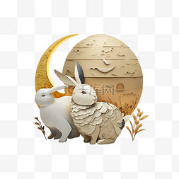 月野兔图片_中秋节一家团圆赏月