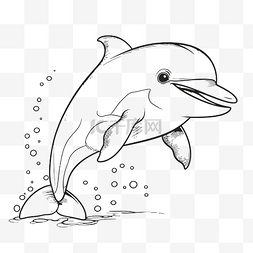 白鳍图片_免费海豚着色页轮廓素描 向量
