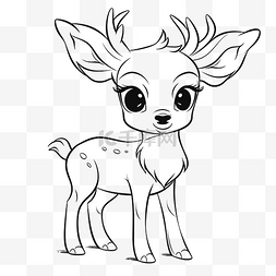 黑鹿图片_可爱的鹿着色页轮廓素描 向量