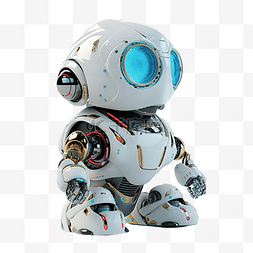 插画机器人可爱图片_机器人蓝色玩具
