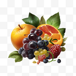 卡通水果草莓橙子图片_苹果橙子葡萄水果插画
