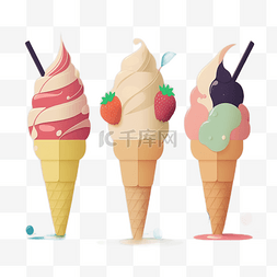 多种口味的奶油图片_夏天冰淇淋多种口味