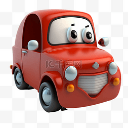 交通工具车辆图片_3d红色搞怪卡通车立体