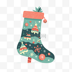 圣诞袜红色图片_圣诞节卡通圣诞袜