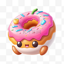 甜甜圈可爱3d白底透明