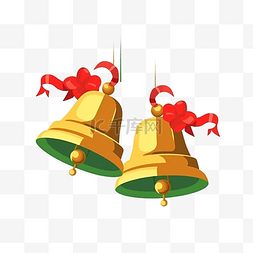 圣诞丝带铃铛图片_圣诞节铃铛红色图案装饰物