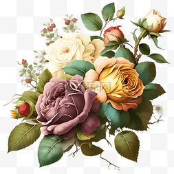 两朵玫瑰图片_玫瑰花丛插画