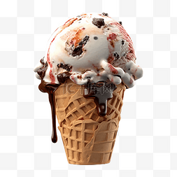 草莓甜筒冰淇淋图片_食物褐色雪糕