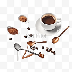 欧式咖啡店图片_咖啡金属勺子