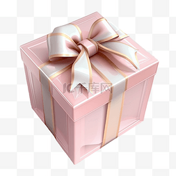母亲节粉色丝带图片_母亲节正方体礼品盒
