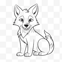小狐狸动物着色页儿童轮廓素描 