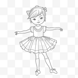 小芭蕾舞女演员着色页轮廓素描 