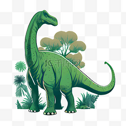 恐龙绿色卡通插画