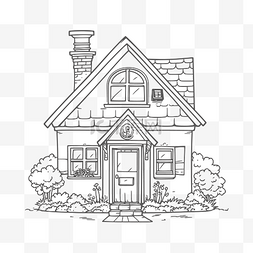 白色计划本图片_简单的房子用黑白绘制，有一扇门