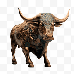 金属摆件3d公牛动物立体模型