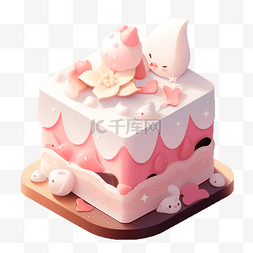 可爱双层蛋糕图片_可爱的蛋糕卡通美食