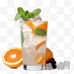 饮品广告素材图片_果汁橙子气泡水实物图