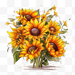 黄色的太阳花图片_夏天美丽向日葵花束