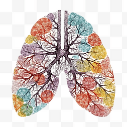 哮喘患者图片_肺部哮喘日彩色插画