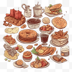早餐食物插画图片_食物卡通可爱美食插画