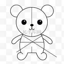 一个可爱的泰迪熊绘画教程轮廓草
