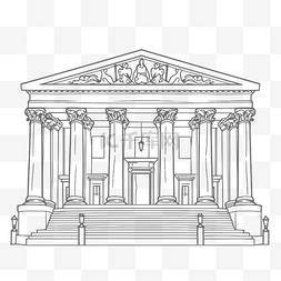 拳击柱子图片_带有柱子的建筑物的绘图插图轮廓