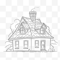 黑色烟囱图片_绘制带有烟囱和轮廓草图的房屋 