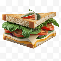 面包美食实物图图片_西式食物蔬菜三明治实物摄影图