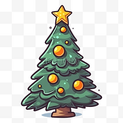 圣诞节圣诞树黄色小球装饰图案