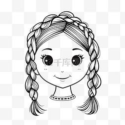儿童扎辫子图片_扎着辫子和微笑的女孩矢量图 ilust