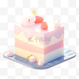 蛋糕手繪图片_牛奶草莓蛋糕