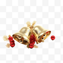 金色翅膀图片_圣诞节金色的红色的铃铛真实效果