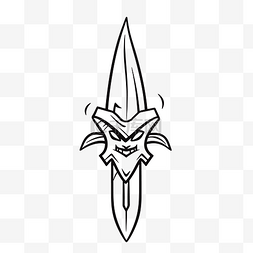 怪诞的黑白纹身设计大剑轮廓素描
