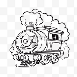 黑色和白色绘制的蒸汽火车穿过白