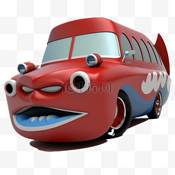玩具小汽车图片_3d红色搞怪表情的卡通车立体