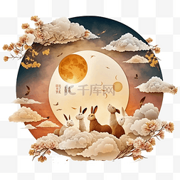 国风家庭图片_中秋节月亮满月