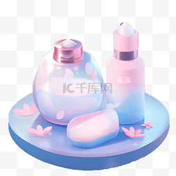 粉色护肤产品图片_粉底液美容产品模型