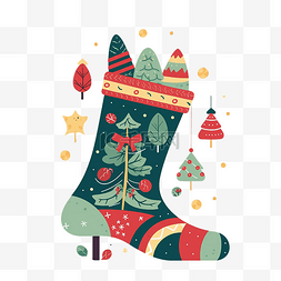 圣诞袜绿色图片_圣诞节可爱的圣诞袜