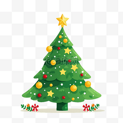 方形彩色图片_圣诞节星星树黄色卡通
