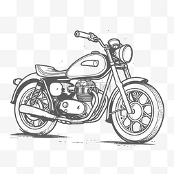 一辆摩托车的图画在一张白色轮廓