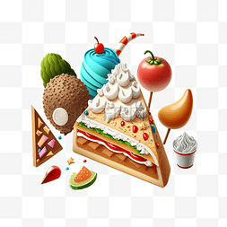 卡通水果聚餐图片_水果蛋糕零食