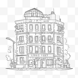 房地产轮廓图片_房地产公寓楼着色页草图设计轮廓