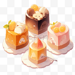 四块漂亮的水果蛋糕