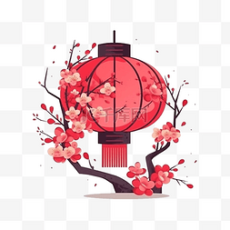 春节梅花红灯笼