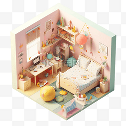 3d家具模型图片_儿童房间装修3d可爱
