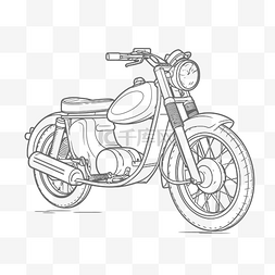 经典摩托车着色页轮廓素描 向量